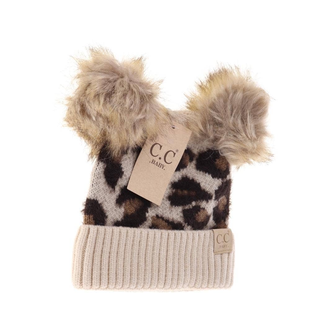 BABY Leopard Double Pom C.C Beanie BABY2061POMPOM