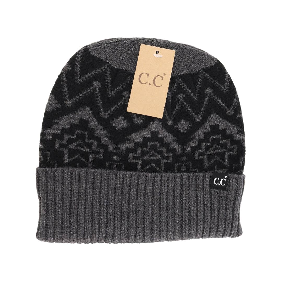 Unisex Cuffed Southwestern Print C.C Beanie HME0016