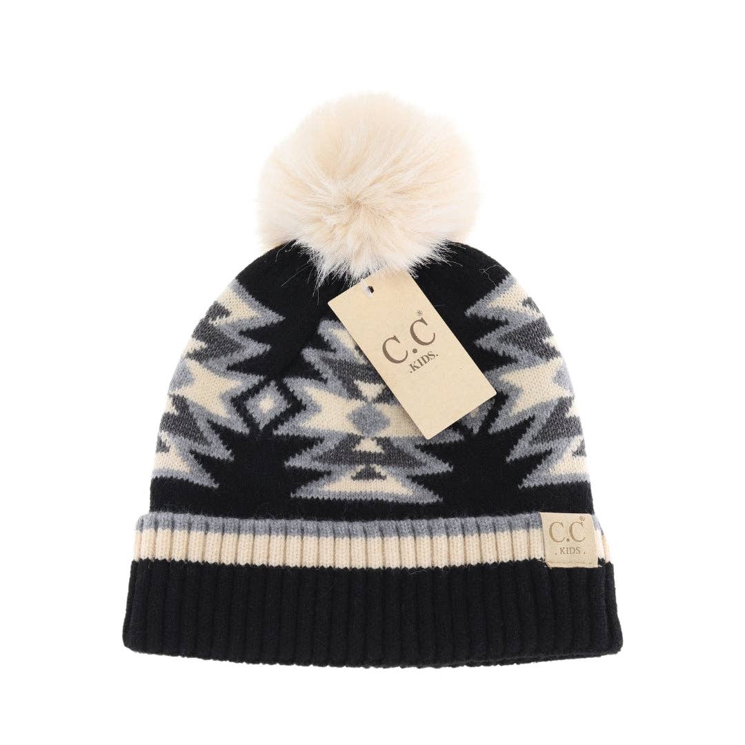 Kids' Southwestern C.C Beanie with Faux Fur Pom