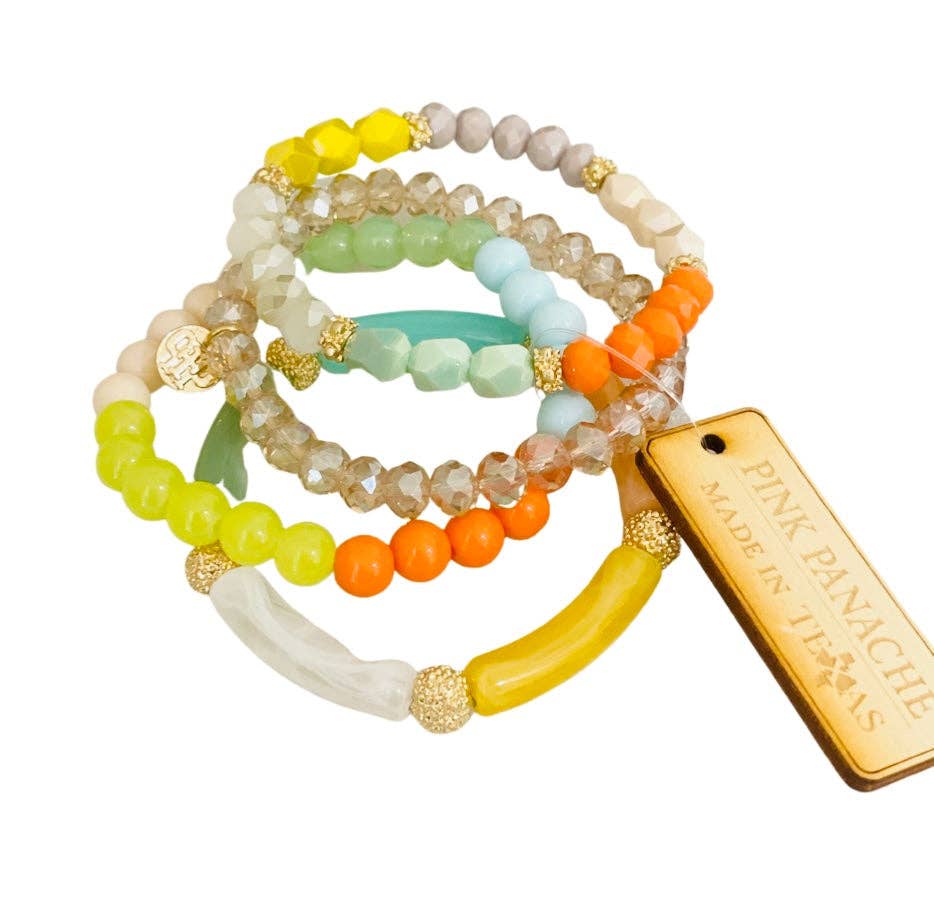 Multi-color bamboo bead bracelet set