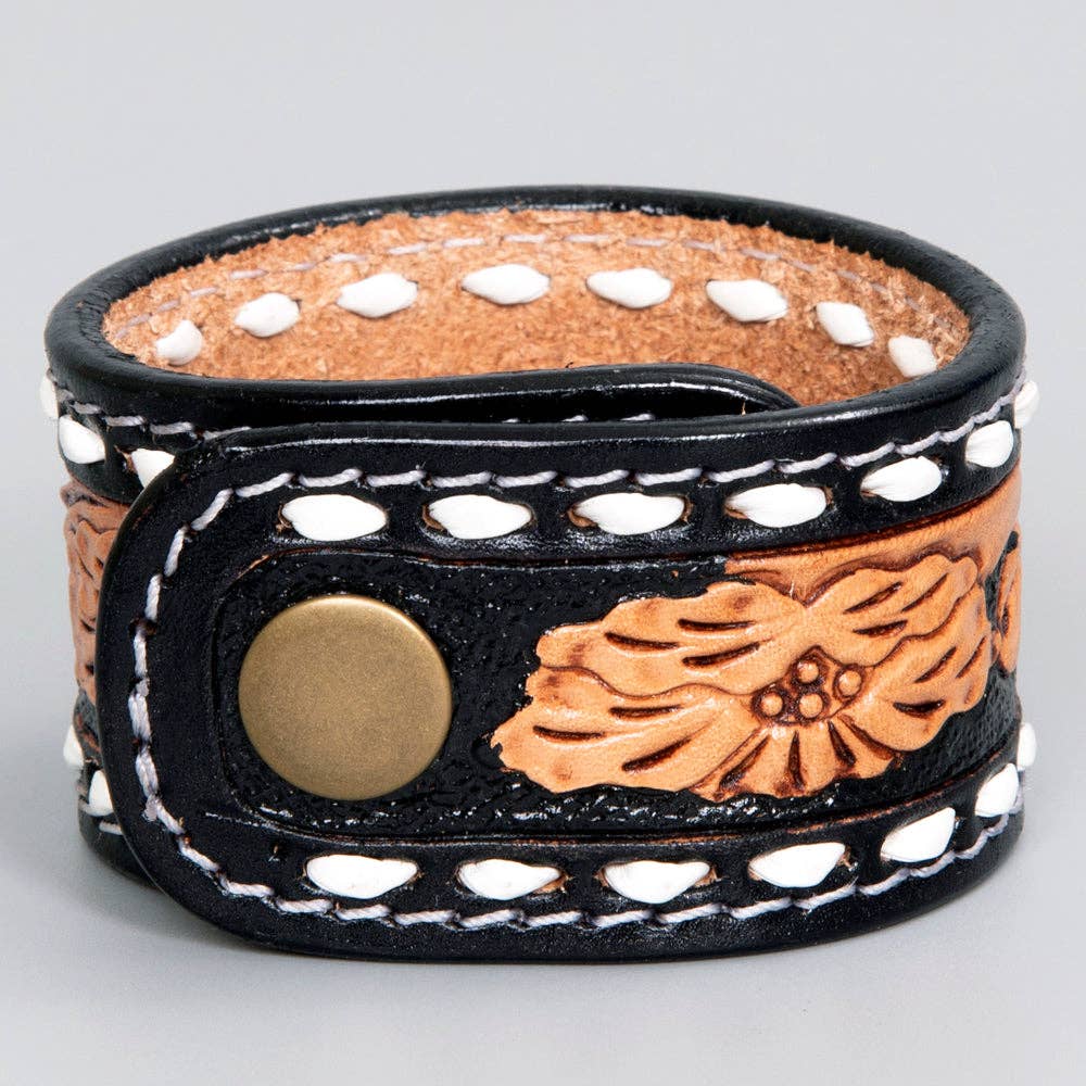 ADBRF202 Hand tooled Genuine Leather Bracelet women