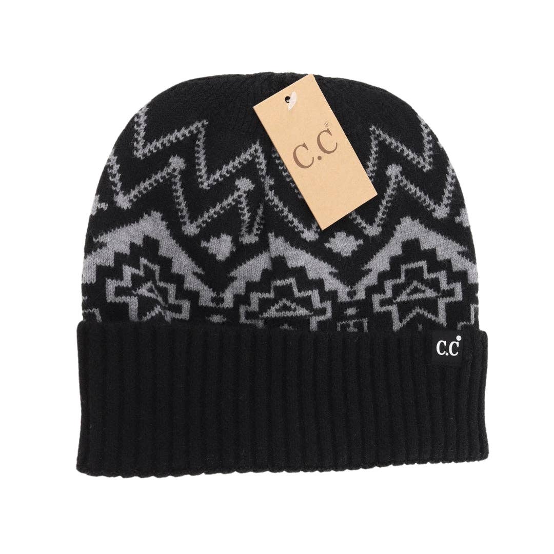 Unisex Cuffed Southwestern Print C.C Beanie HME0016